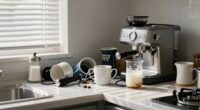 disorganized coffee station setup