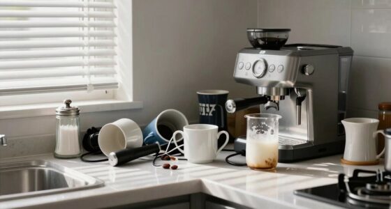 disorganized coffee station setup