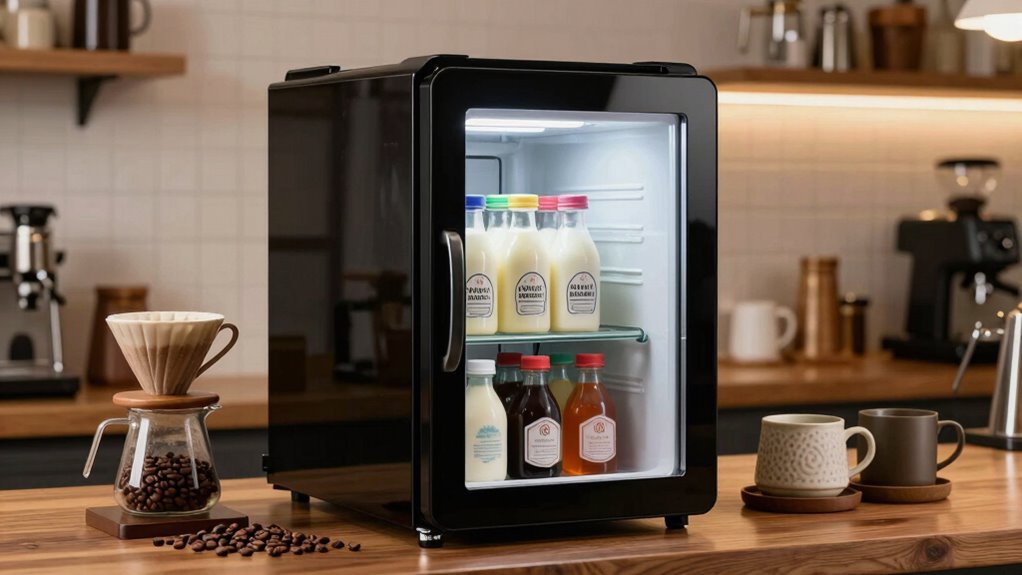 mini fridge enhances coffee convenience