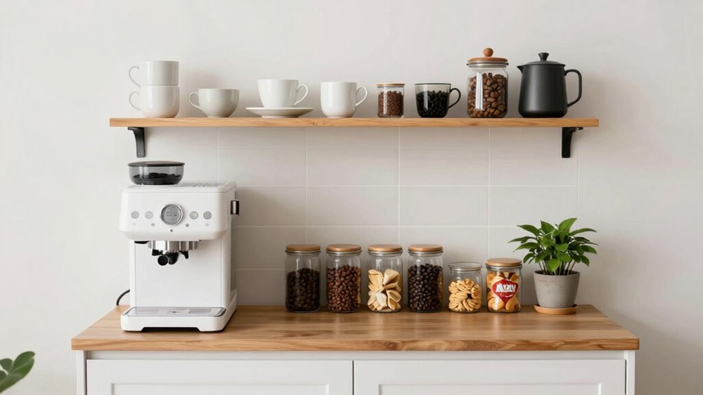 minimalist small kitchen coffee station