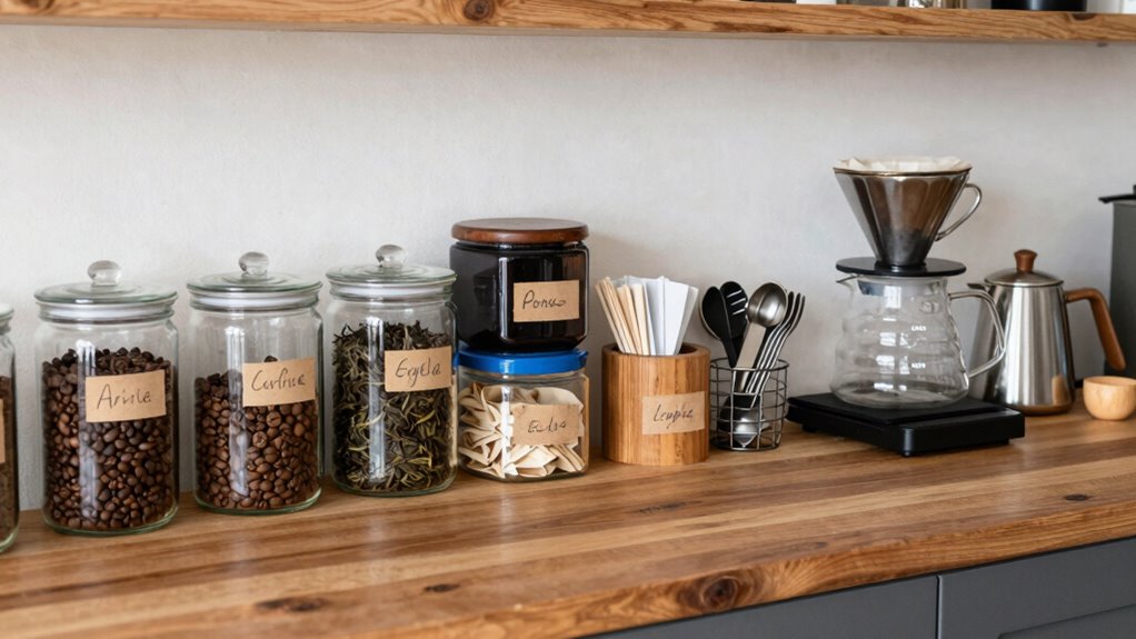 organize supplies with labels